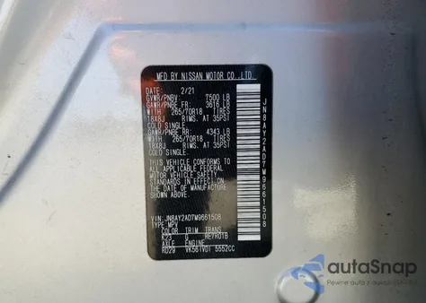 2021 Nissan Armada Sv z USA, uszkodzony, nr VIN JN8AY2AD7M9661508